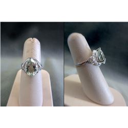 Green Amethyst & Diamond Cocktail Ring