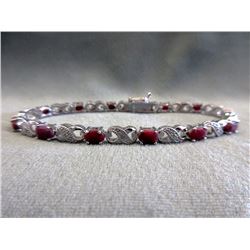 Stunning Red Ruby & Diamond Tennis Bracelet