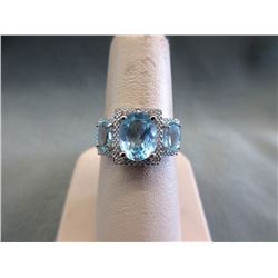 Gorgeous Baby Blue Topaz & Diamond Ring