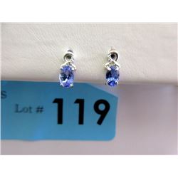 New Sterling Silver Tanzanite & Diamond Earrings