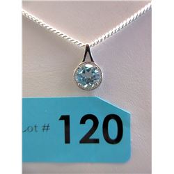 Sterling Silver Blue Topaz & Diamond Necklace
