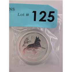 .5 Oz. .9999 Fine Silver 2018 Year of the Dog Coin