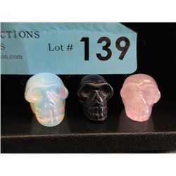 3 Carved Gemstone 3D Skulls