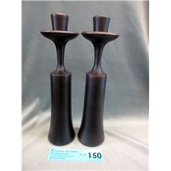 Pair of Mid Century Bronze Candlesticks