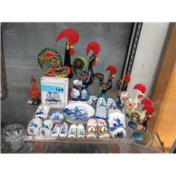 Rooster Figurines & Delft Collectibles