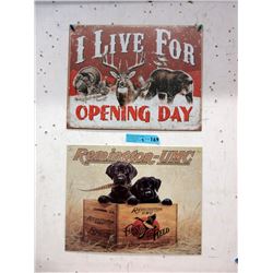 Pair of New Tin Hunting Signs with Vintage Image