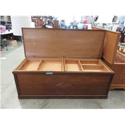 Vintage Wood Storage Chest with Trays