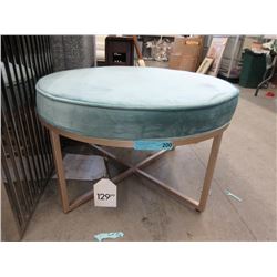 Round Velvet Upholstered Metal Framed Stool