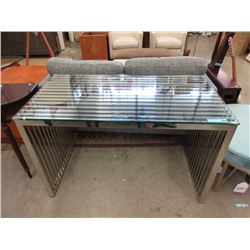 Contemporary Glass Top Metal Base Desk