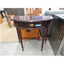 Wood Half Moon Table with Drawer