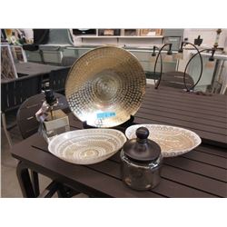 Small Table Lamp, Decorative Bowls & Jar