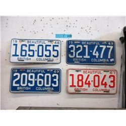 5 BC License Plates from the 1960s