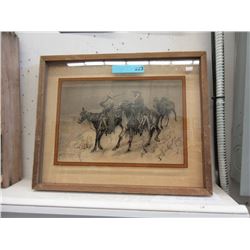 1975 Frederick Remington Print on Glass
