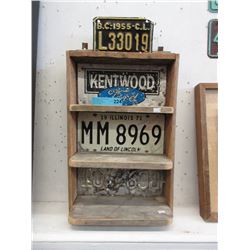 Vintage Wood Shelve with License Plates