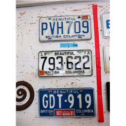 5 BC License Plates - 70s & 80s