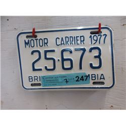 7 Sequentially Numbered 1977 BC License Plates