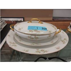 2 French Limoges Platters & a Lidded Serving Dish