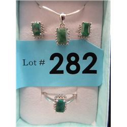 New 3-Piece Emerald Jewelry Set