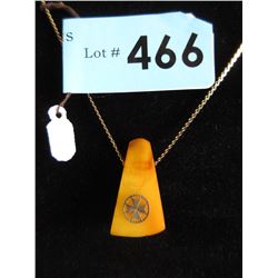 Estate Baltic Amber Pendant on 10 KT Gold Chain