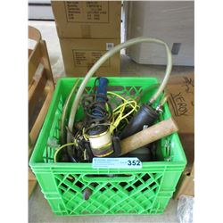 Insulators, Fishing Reel & More in Crate