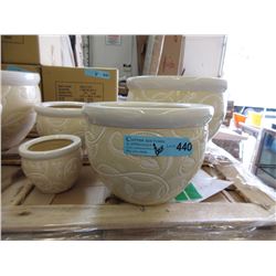 2 New 4 Piece Sets of Ceramic Plant Pots