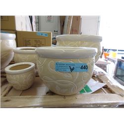 2 New 4 Piece Sets of Ceramic Plant Pots