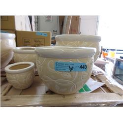 2 New 4 Piece Sets of Ceramic Plant Pots
