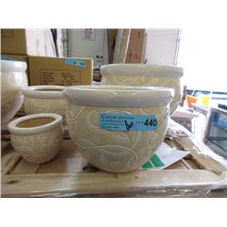 2 New 4 Piece Sets of Ceramic Plant Pots
