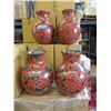 Image 1 : 4 New Oversize Red & Metallic Glazed Vases