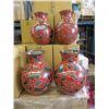 Image 1 : 4 New Oversize Red & Metallic Glazed Vases