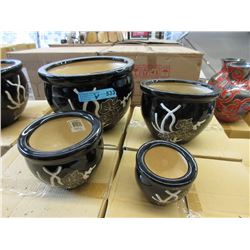 2 New 4 Piece Sets of Ceramic Plant Pots
