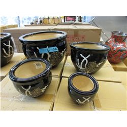 2 New 4 Piece Sets of Ceramic Plant Pots