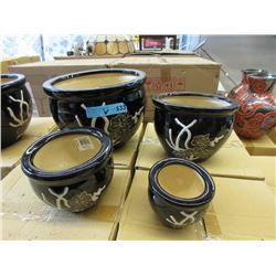 2 New 4 Piece Sets of Ceramic Plant Pots