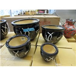2 New 4 Piece Sets of Ceramic Plant Pots