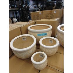 2 New 4 Piece Sets of Ceramic Plant Pots