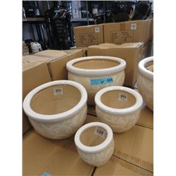 2 New 4 Piece Sets of Ceramic Plant Pots