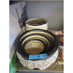 2 New 3 Piece Sets of Ceramic Plant Pots