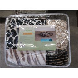 New  Queen Size Animal Block Print Sherpa Blanket