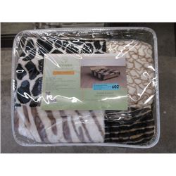 New  Queen Size Animal Block Print Sherpa Blanket