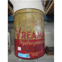Vintage 50 lb. Vreamay Shortening Can