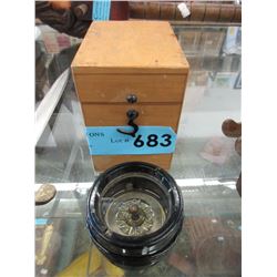 Vintage Compass in Wood Box