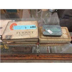 7 Vintage Tin Cigarette Boxes Containing Resistors