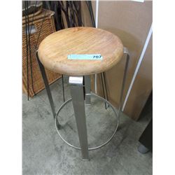 26" Metal Stool with Wood Top