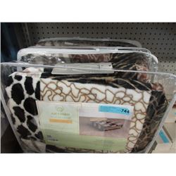 New Queen Size Animal Print Sherpa Blanket