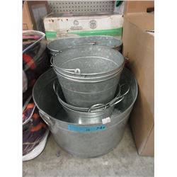 10 Assorted Galvanized Tubs & Buckets