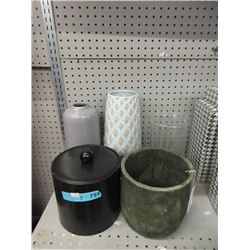 Ice Bucket & 4 Vases