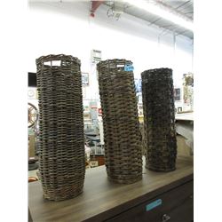 Three 24" Wicker Umbrella Stands