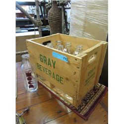 Wood Grey Beverages Crate & Glass Milk Bottles