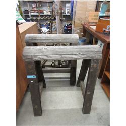 2 Wood Saddle Horses