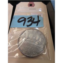 1961 Canadian Silver Dollar Coin - .800 Silver